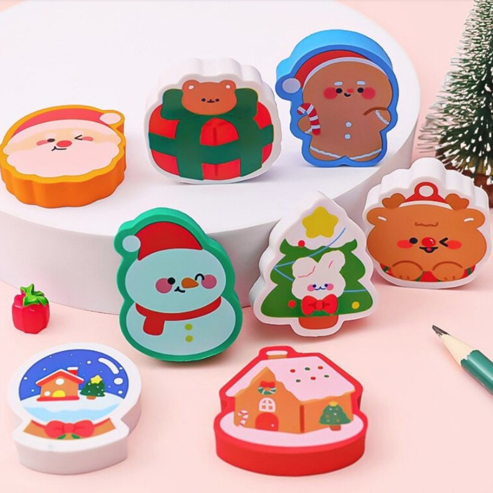 Kawaii Christmas Eraser Set